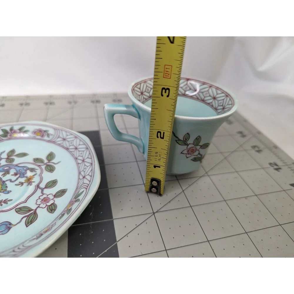 Adams Singapore Bird‎ Turquoise Mini Cup Saucer Lot Wedgewood